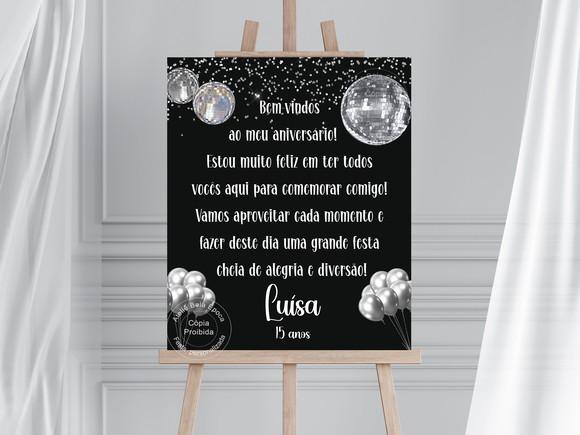 Placa de Recepção Personalizada - Festa Discoteca
