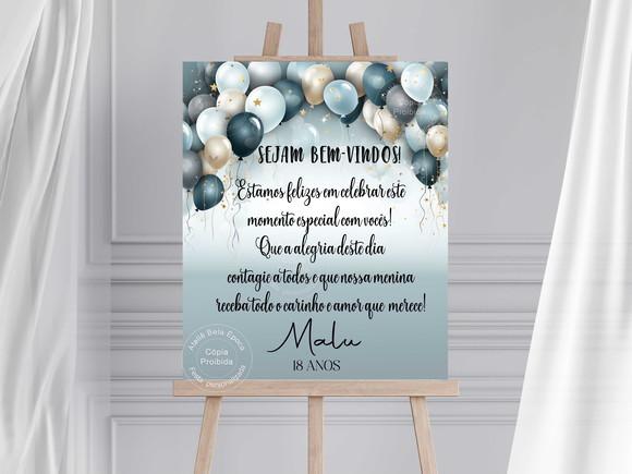 Placa de Recepção Personalizada - Balões