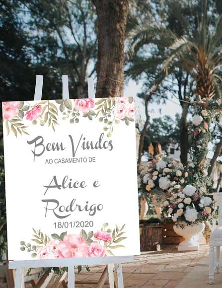 Placa Decorativa para Casamento - Bem Vindos