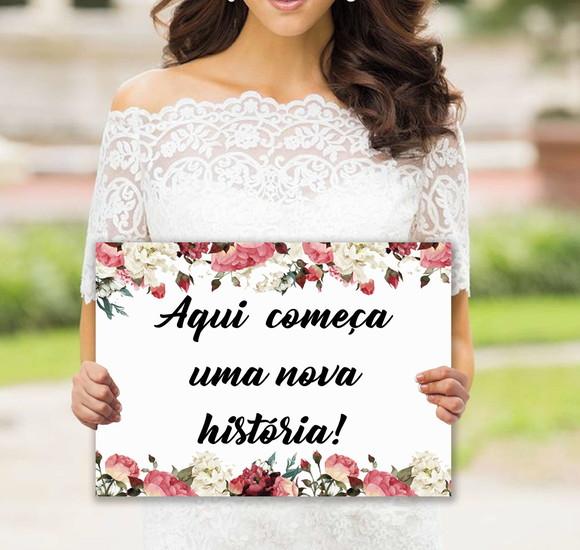Placa para Noiva -aqui Começa Uma Nova História
