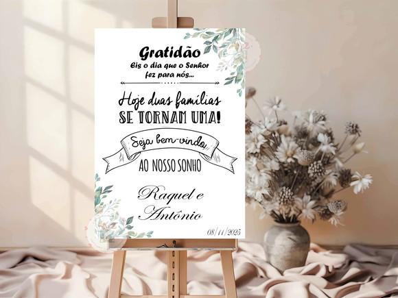 Placa para Recepção de Casamento - Bem-vindos