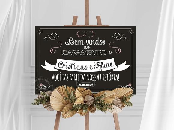 Placa para Recepção de Casamento - Bem-vindos