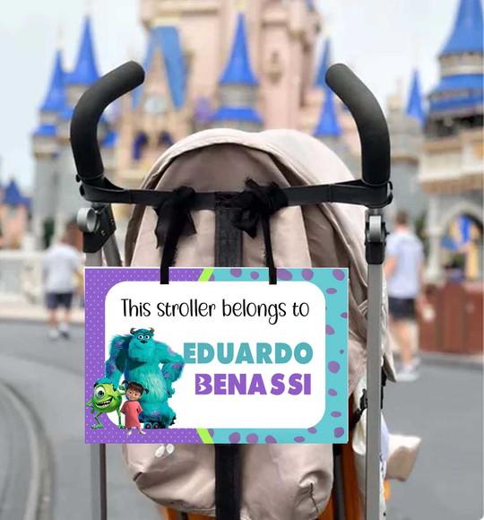 Placa Personalizada para Carrinho de Bebê- os Monstros