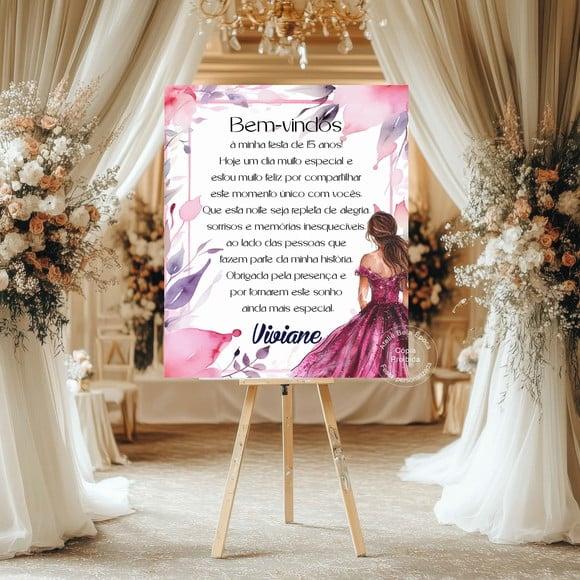 Placa Recepção 15 Anos Personalizada - Festa Debutante
