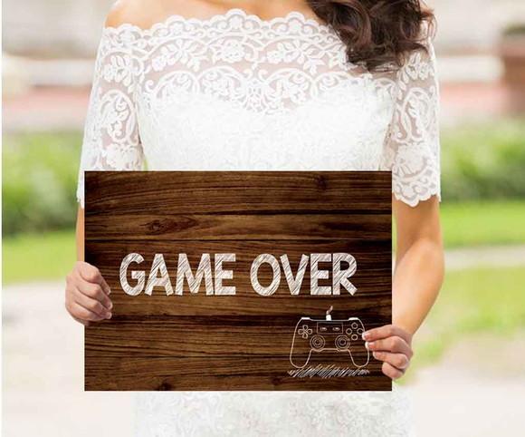 Plaquinhas para Casamento - Game Over