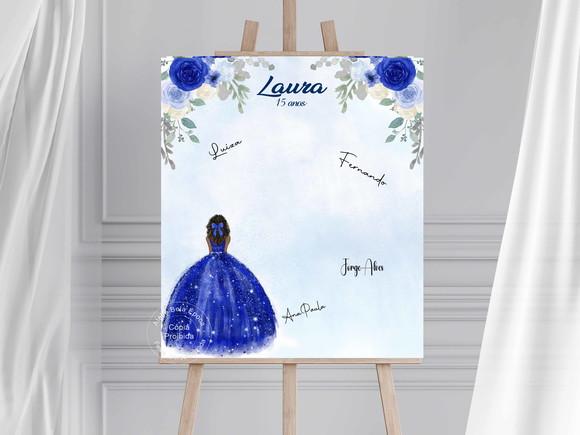 Quadro Assinaturas para 15 Anos - Vestido Azul Royal