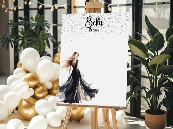 Quadro Assinaturas para Debutante - Vestido Longo Preto