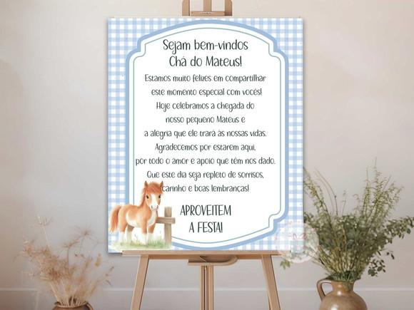 Quadro Bem - Vindos ao Chá de Bebê - Cavalinho
