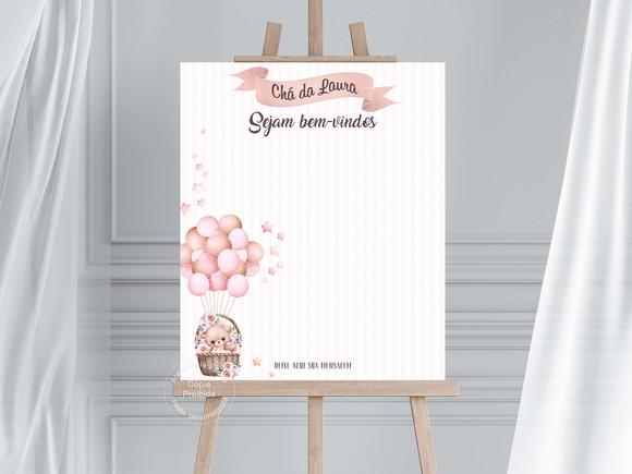 Quadro de Assinatura -ursinha Rosa