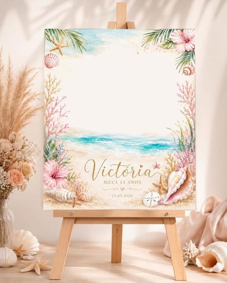 Quadro de Assinaturas Debutante- Tema Praia / Fundo do Mar