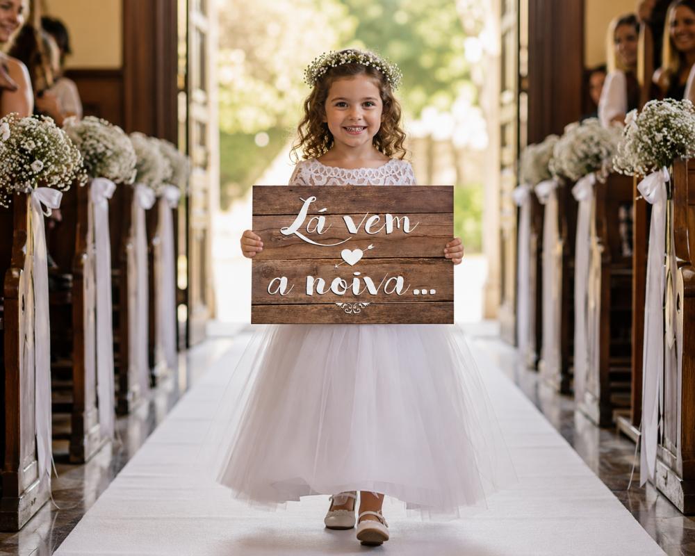 Plaquinhas para Casamento - Lá Vem a Noiva