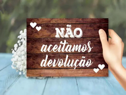 2 Plaquinhas para Casamento - Não Aceitamos Devolução