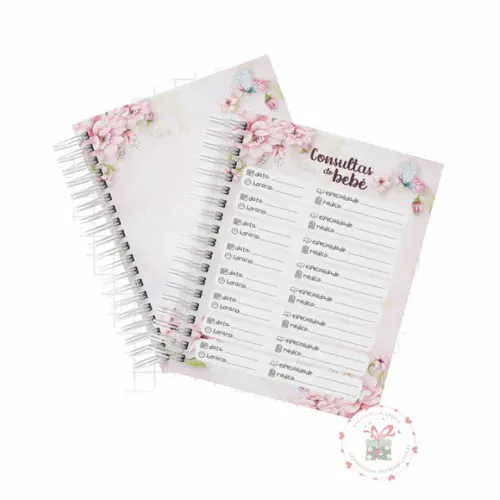 Caderneta de Saúde Personalizada Borboleta Floral - Menina