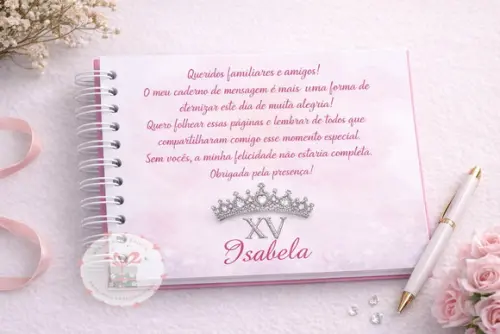 Caderno de Assinaturas e Mensagens - 15 Anos - Pink