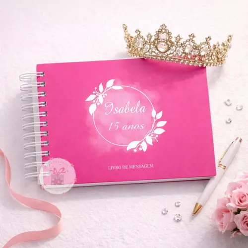 Caderno de Assinaturas e Mensagens - 15 Anos - Pink