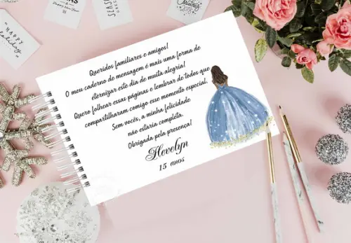 Caderno de Assinaturas e Mensagens - Festa Azul