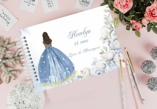 Caderno de Assinaturas e Mensagens - Festa Azul