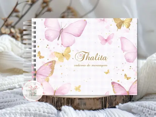 Caderno de Assinaturas e Mensagens - Tema Borboleta