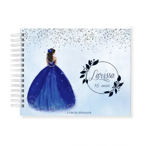 Caderno de Assinaturas e Mensagens -debutante - Festa Azul