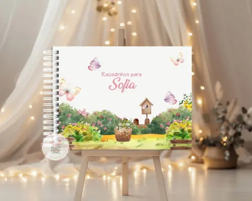 Caderno de Assinaturas e Mensagens - Tema Jardim