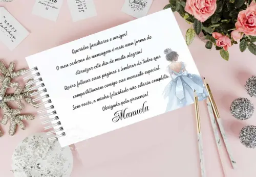 Caderno de Mensagens + Caixa e Caneta - Cinderela