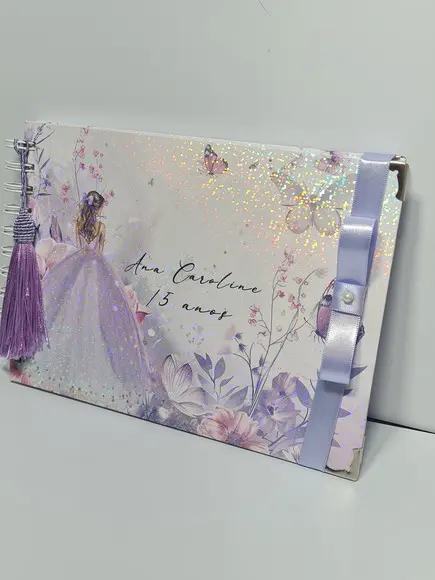 Livro de Assinaturas e Mensagens -festa Lilas