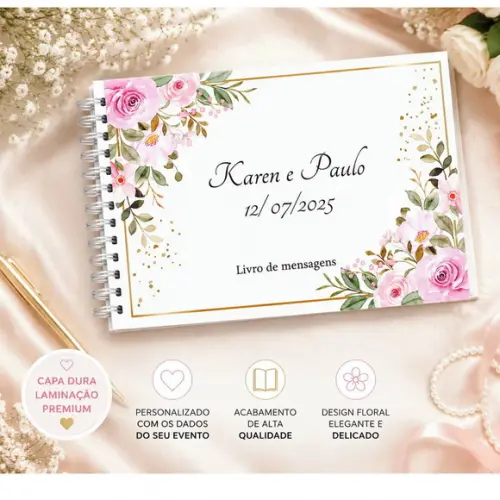 Livro de Assinaturas e Mensagens para Casamento