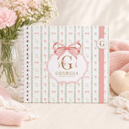 Livro do Bebê Personalizado Menina 0 a 5 Anos | Álbum Laços