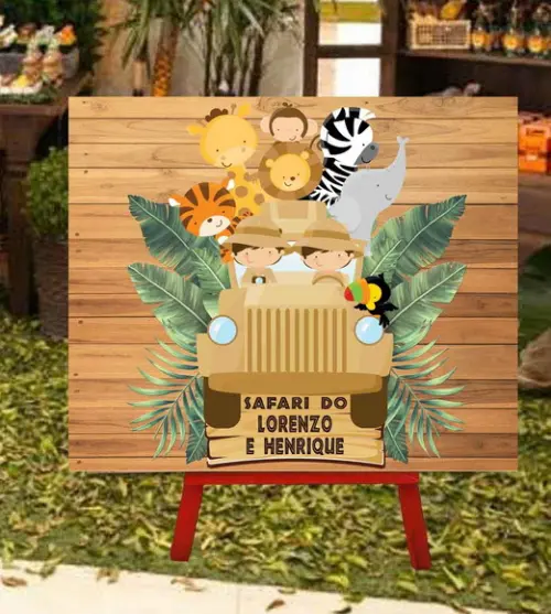 Painel de Aniversário - Safári