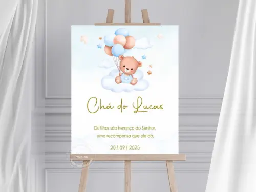 Painel para Chá de Bebê - Urso Azul