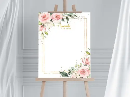 Painel para Assinaturas - Flores Rosas