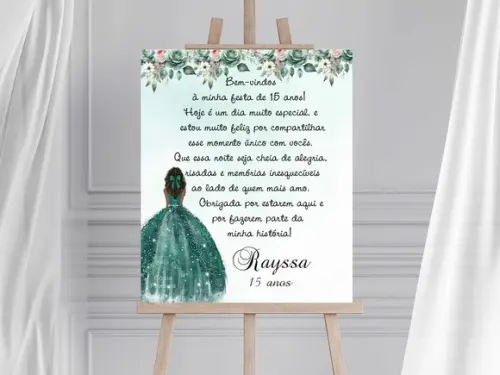 Placa de Boas Vindas - Festa 15 Anos - Verde