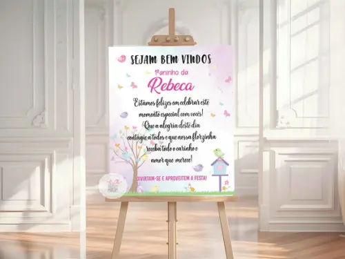 Placa de Boas Vindas - Festa Jardim das Borboletas