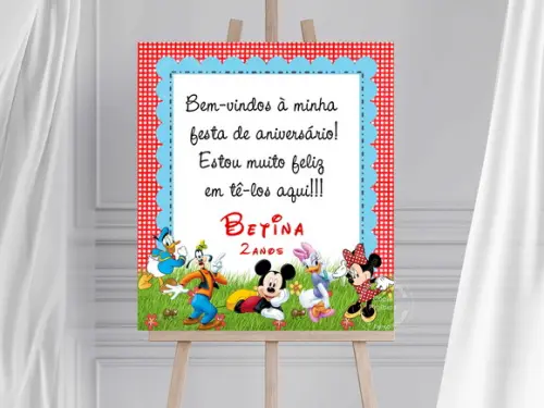 Placa de Boas Vindas - Turma do Mickey