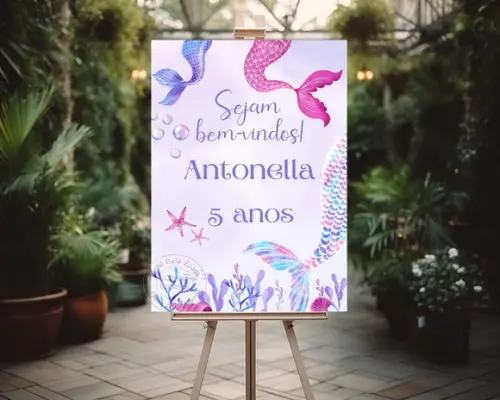 Placa de Boas Vindas- Tema Sereia