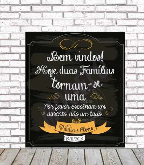 Placa de Casamento - Bem-vindos ao Nosso Casamento - 90x65
