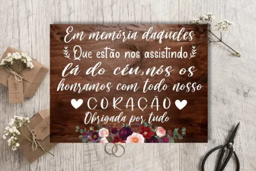 Placa de Casamento -para Homenagear Aquele Que se Foram