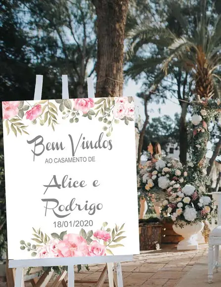 Placa Decorativa para Casamento - Bem Vindos