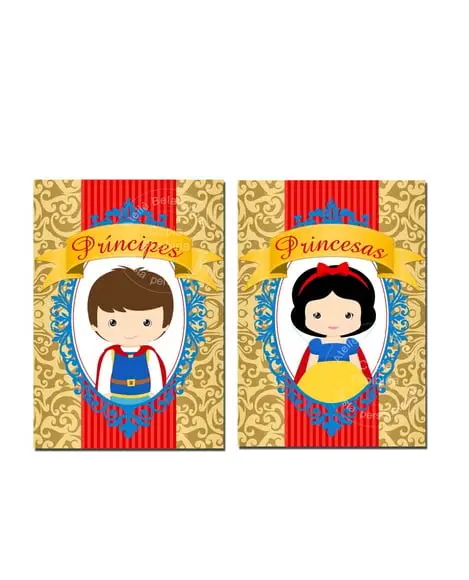 Placa para banheiro - Branca de neve