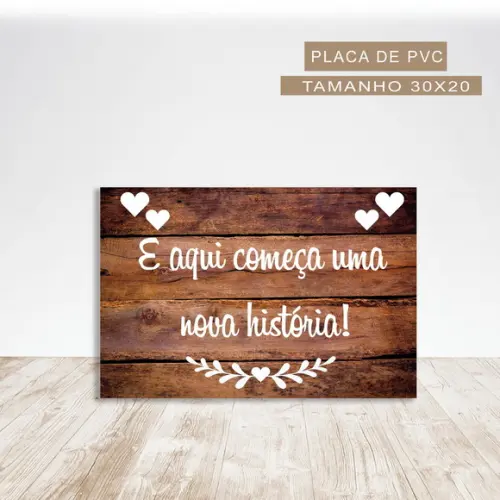 Placa para Noivas - e Aqui Começa Uma Nova História