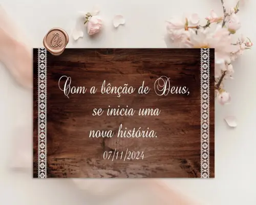Placa para Noivas - com a Benção de Deus se Inicia Uma Nova