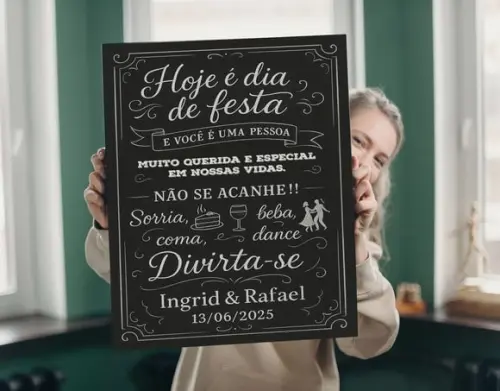 Placa para Recepção Casamento - Hoje É Dia de Festa!