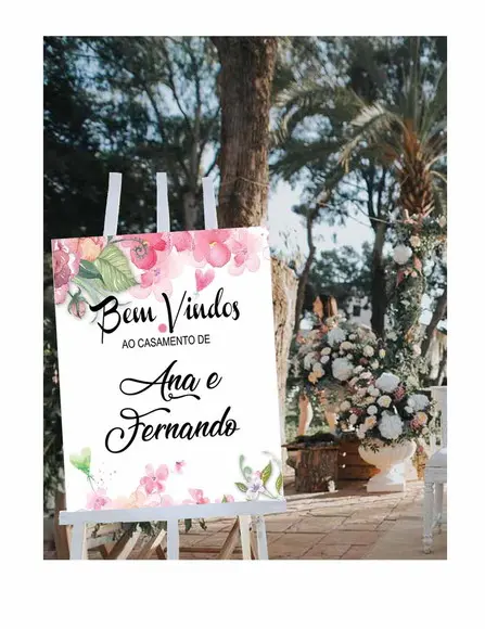 Placa Recepção dos Convidados- Bem Vindos ao Nosso Casamento