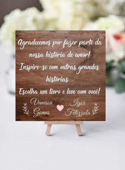 Plaquinha para casamento