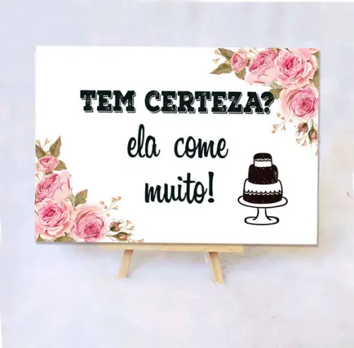Plaquinha para Casamento - Ela Come Muito