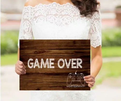 Plaquinhas para Casamento - Game Over