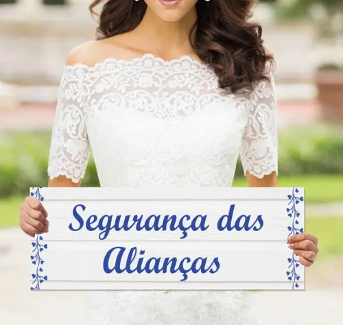 Plaquinhas para Casamento - Segurança das Alianças