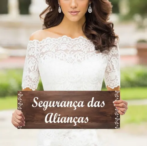 Plaquinhas para Casamento- Segurança das Alianças