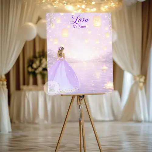 Quadro Assinatura 15 Anos - Festa Rapunzel