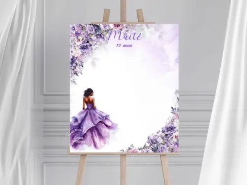 Quadro Assinaturas para 15 Anos - Menina Morena